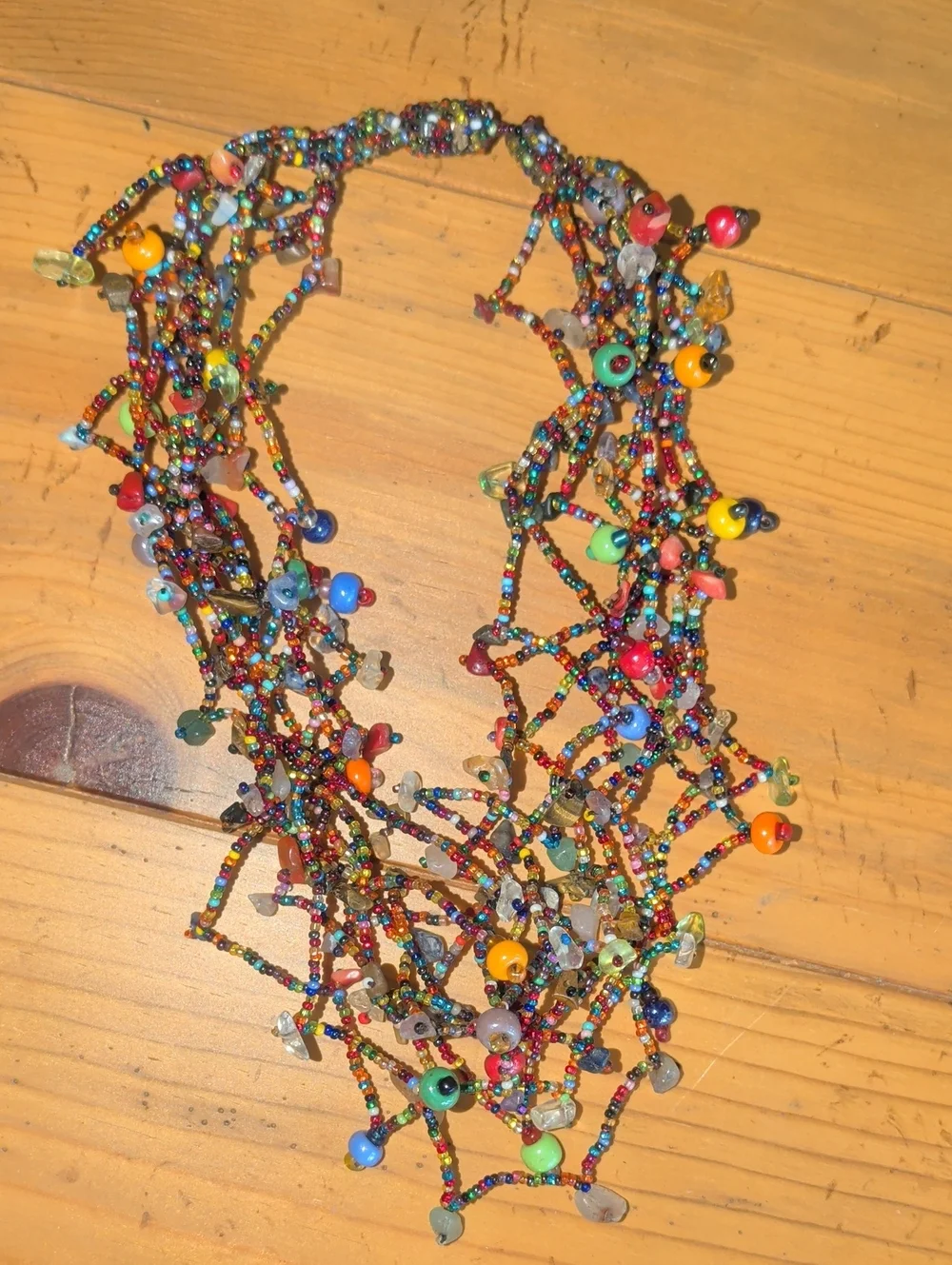 Multicolor Beaded Fringe Necklace - Handmade Women Jewelry With Magnetic Clasp